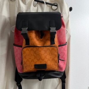 Coach Unisex Backpack Track Signature Canvas Multicolor